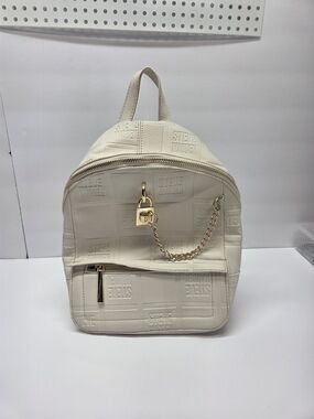 Steve Madden Ivory Mini Backpack with Gold Chain